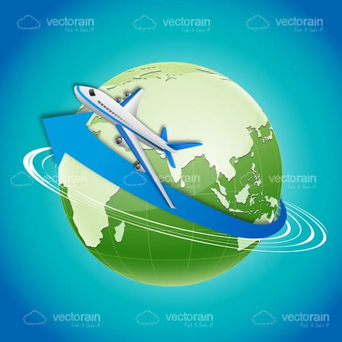 Airplane Flying Around Globe